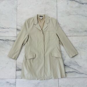 Vintage Avenue Jacket Overcoat Beige Stretch Button Womens 14 Minimalist Office